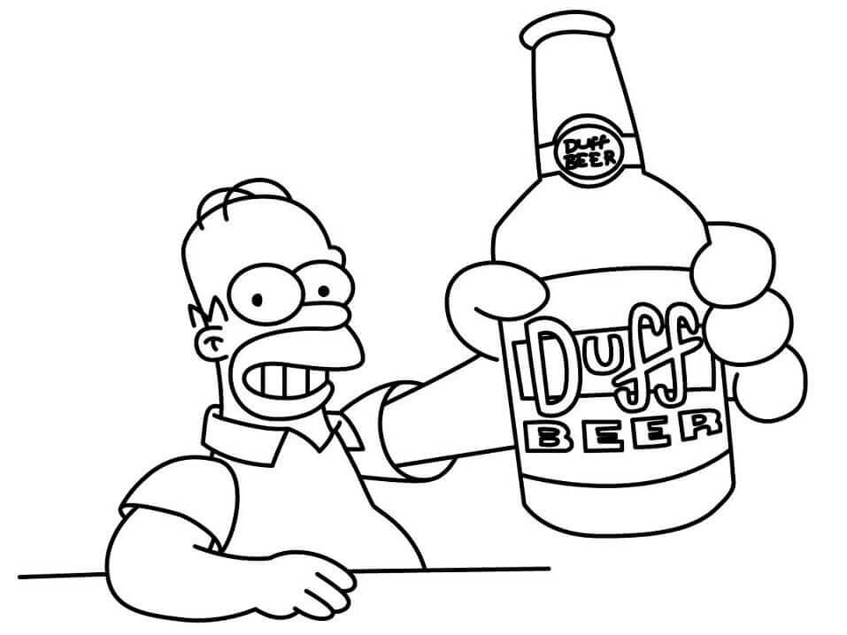 Dibujo de Homer Simpson Bebiendo para Colorear