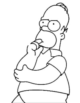 Dibujo de Homer Simpson Pensando para Colorear