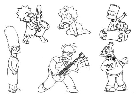 Dibujo de Homer Simpson y Familia para Colorear