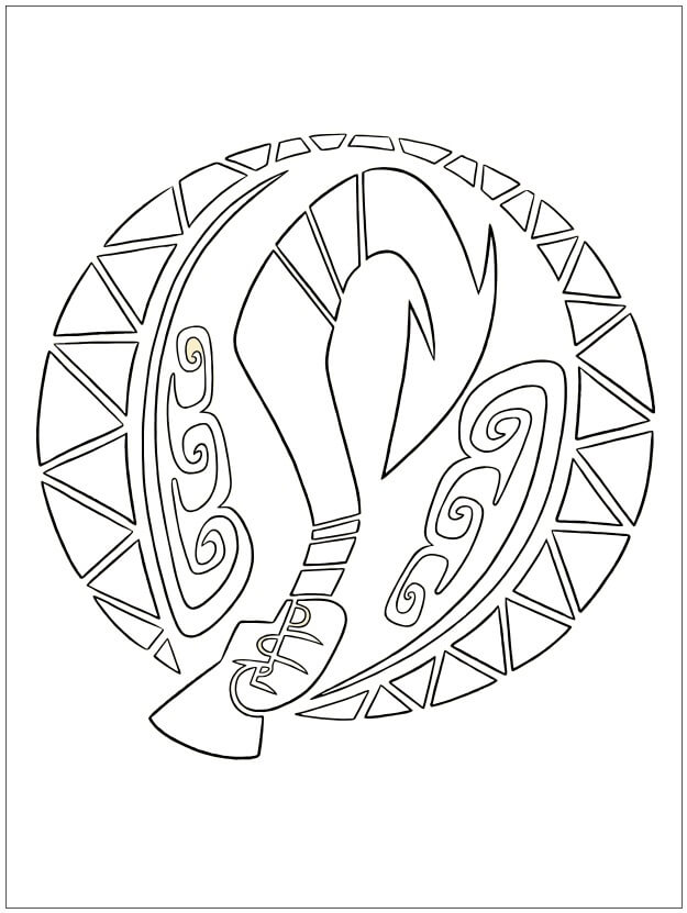 Dibujo de Gancho de Maui de Moana para Colorear