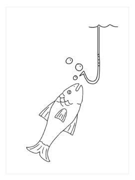 Dibujo de Pescado Enganchado para Colorear