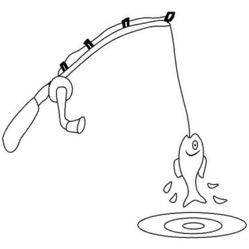 Dibujo de Pescado en el Gancho para Colorear