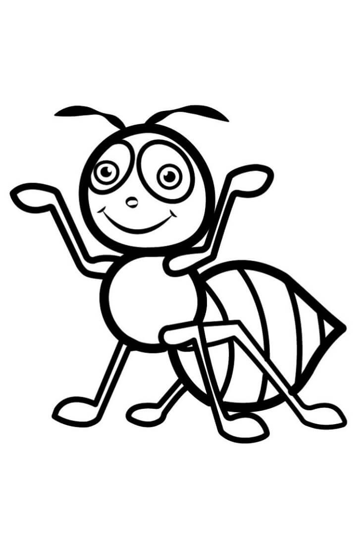 Dibujo de Dibujar Hormiga Sonriente para Colorear
