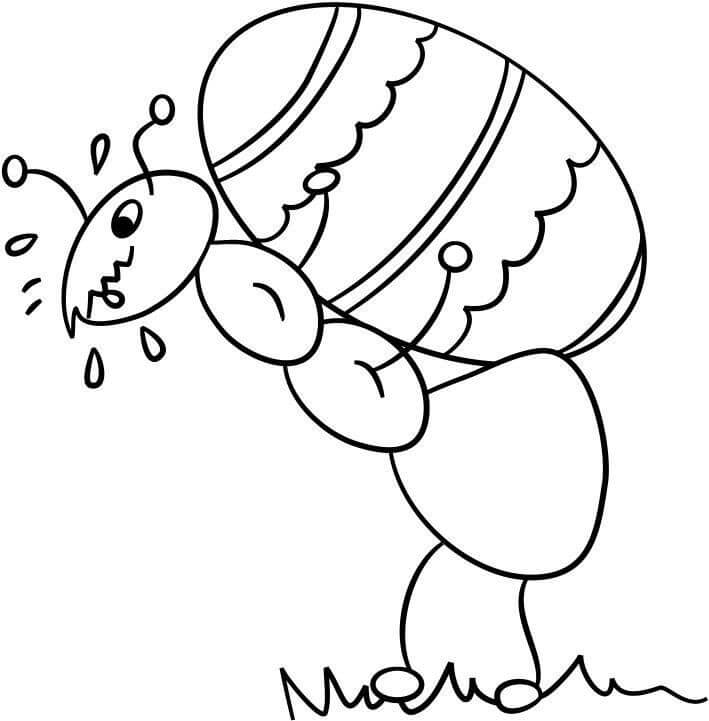 Dibujo de Hormiga Cargando Huevo de Pascua para Colorear