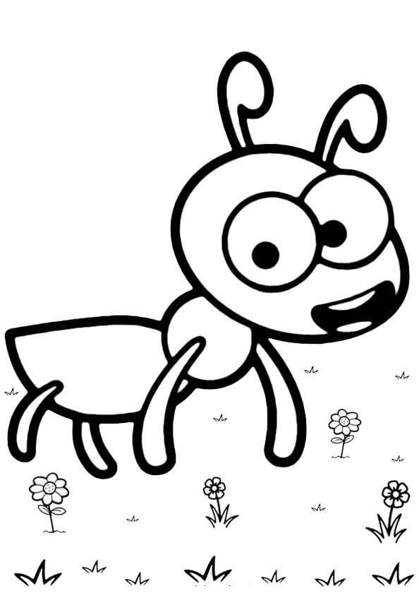 Dibujo de Hormiga de Dibujos Animados para Colorear