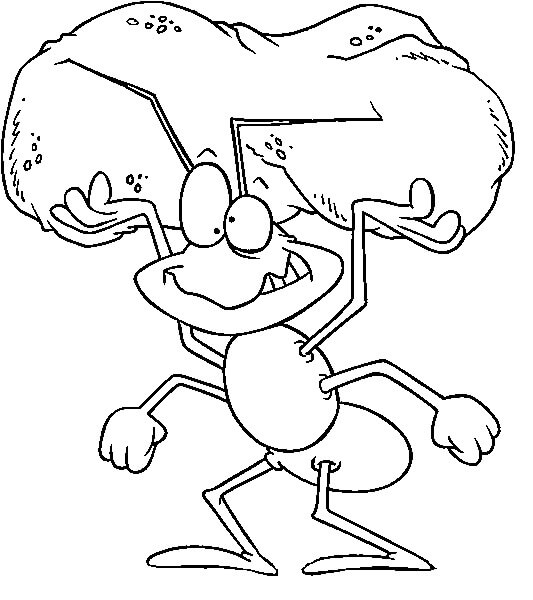 Dibujo de Hormiga Que Sostiene la Roca para Colorear