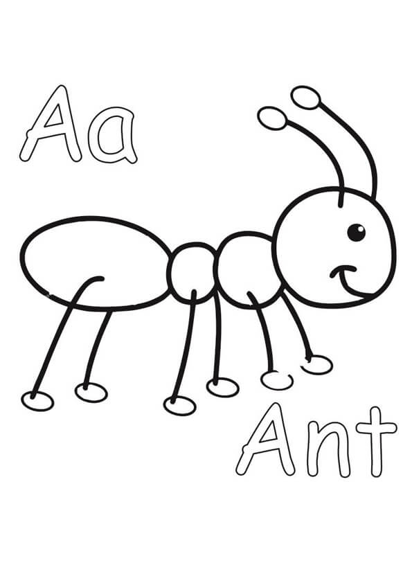 Dibujo de Letra a Hormiga para Colorear