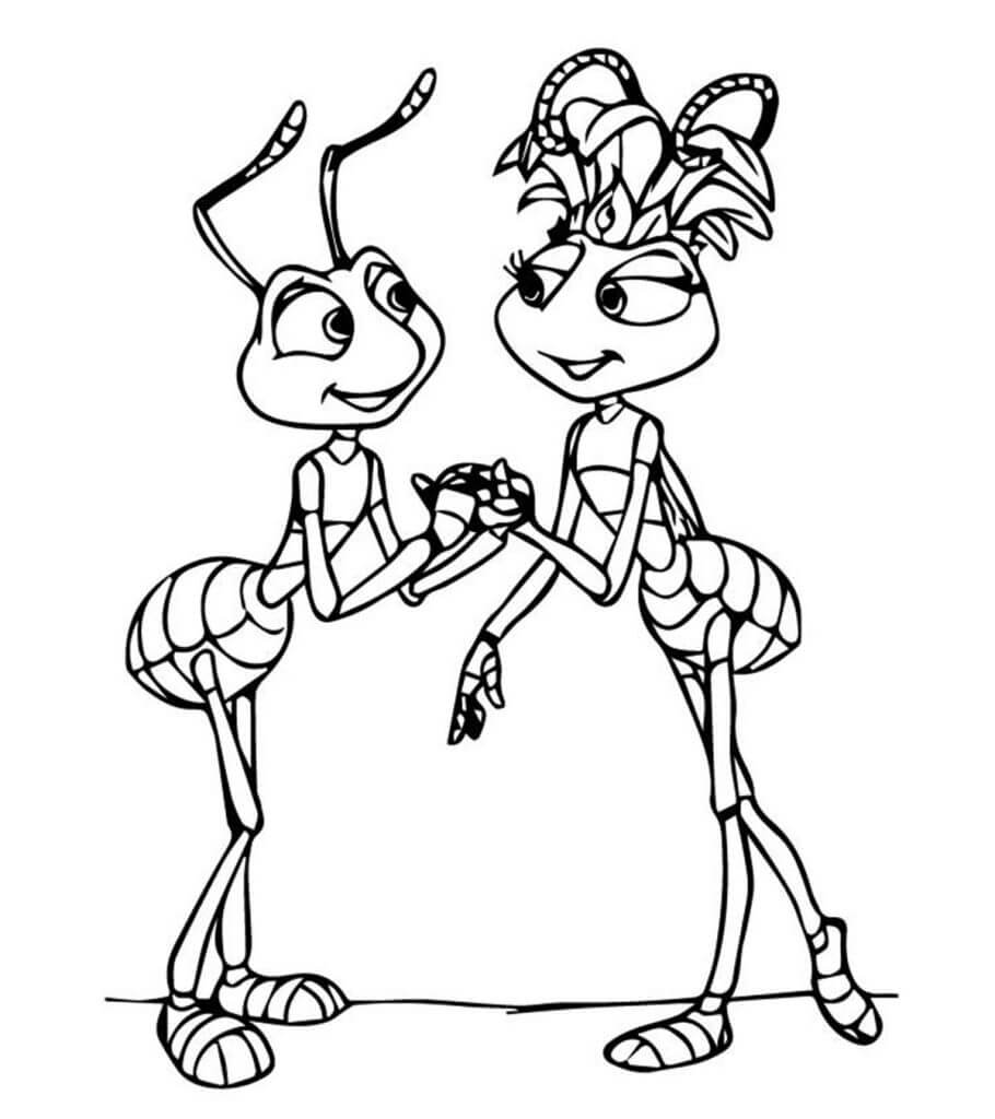 Dibujo de Pareja de Hormigas para Colorear