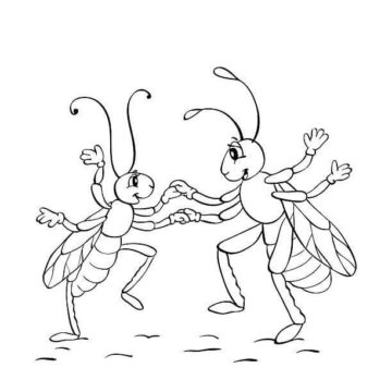 Dibujo de Pareja Feliz Hormigas para Colorear