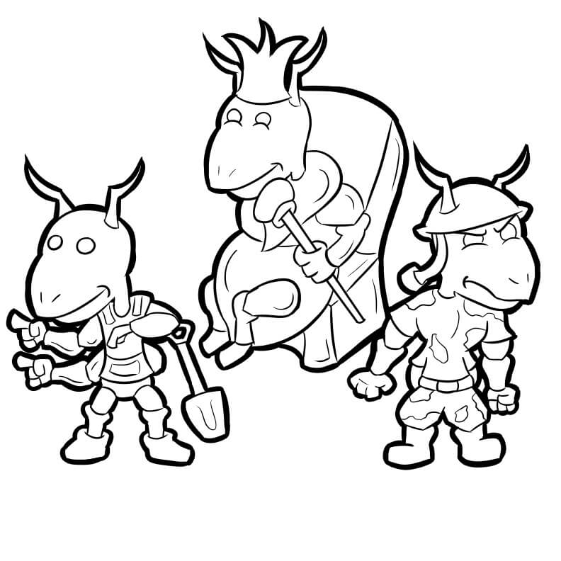 Dibujo de Tres Hormigas de Dibujos Animados para Colorear