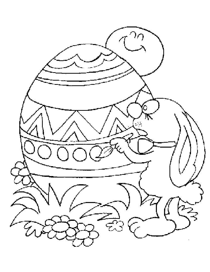 Dibujo de Conejito y Huevo de Pascua para Colorear