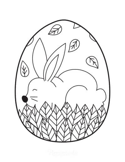 Dibujo de Conejo Durmiendo Huevo de Pascua para Colorear