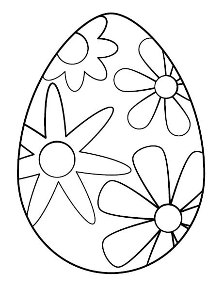 Dibujo de Cuatro Flores Huevo de Pascua para Colorear