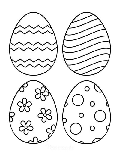 Dibujo de Cuatro Huevos de Pascua para Colorear