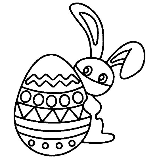 Dibujo de Dibujando Conejito con Huevo de Pascua para Colorear