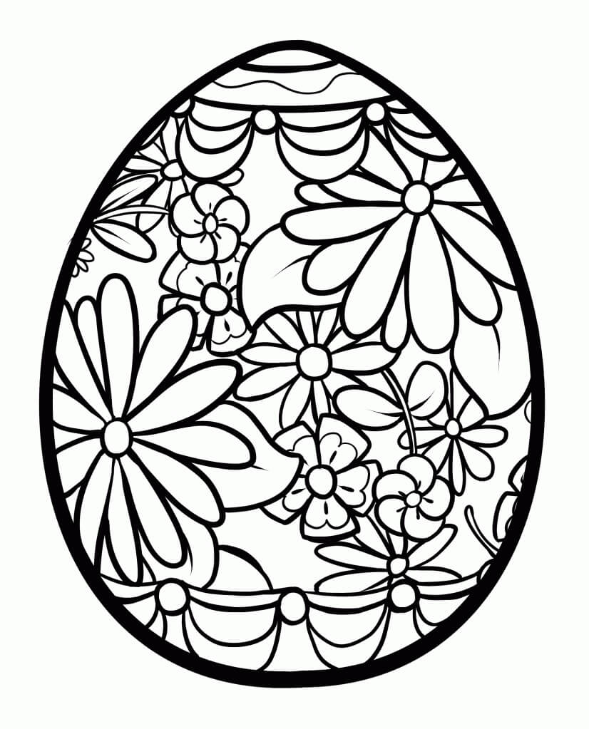 Dibujo de Flor de Huevo de Pascua para Colorear