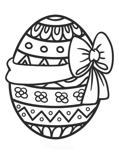 Dibujo de Huevo de Pascua con Arco para Colorear