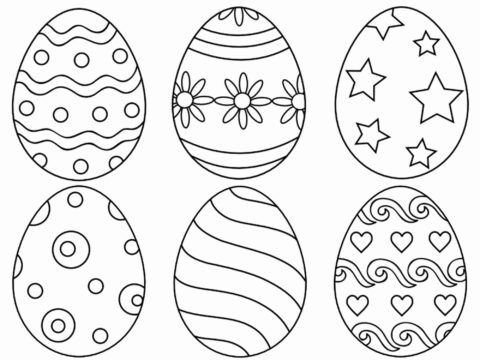 Dibujo de Seis Huevos de Pascua para Colorear