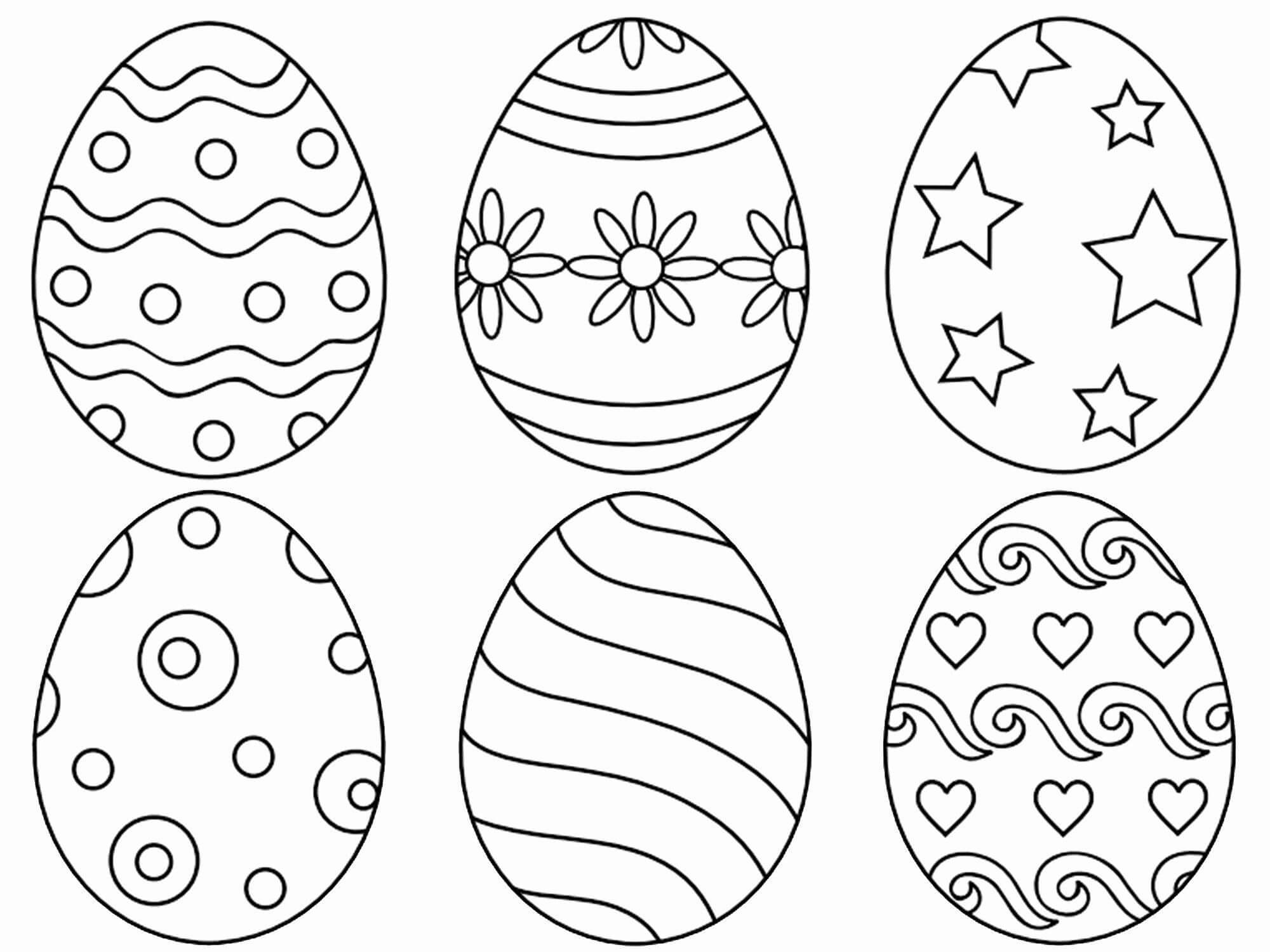 Dibujo de Seis Huevos de Pascua para Colorear