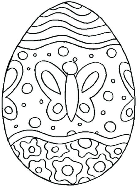 Dibujo de Cesta de Pascua con Huevos para Colorear