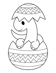 Dibujo de Dinosaurio en Huevo Roto para Colorear