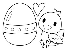 Dibujo de Huevo de Amor de Pollito para Colorear