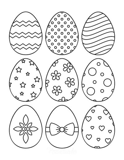 Dibujo de Nueve Huevos de Pascua para Colorear