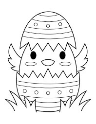 Dibujo de Pollito en Huevo de Pascua Roto para Colorear