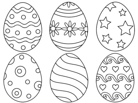 Dibujo de Seis Huevos para Colorear