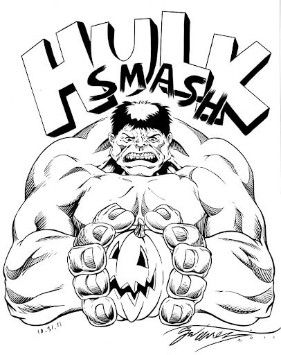 Dibujo de Hulk Smash en Halloween para Colorear