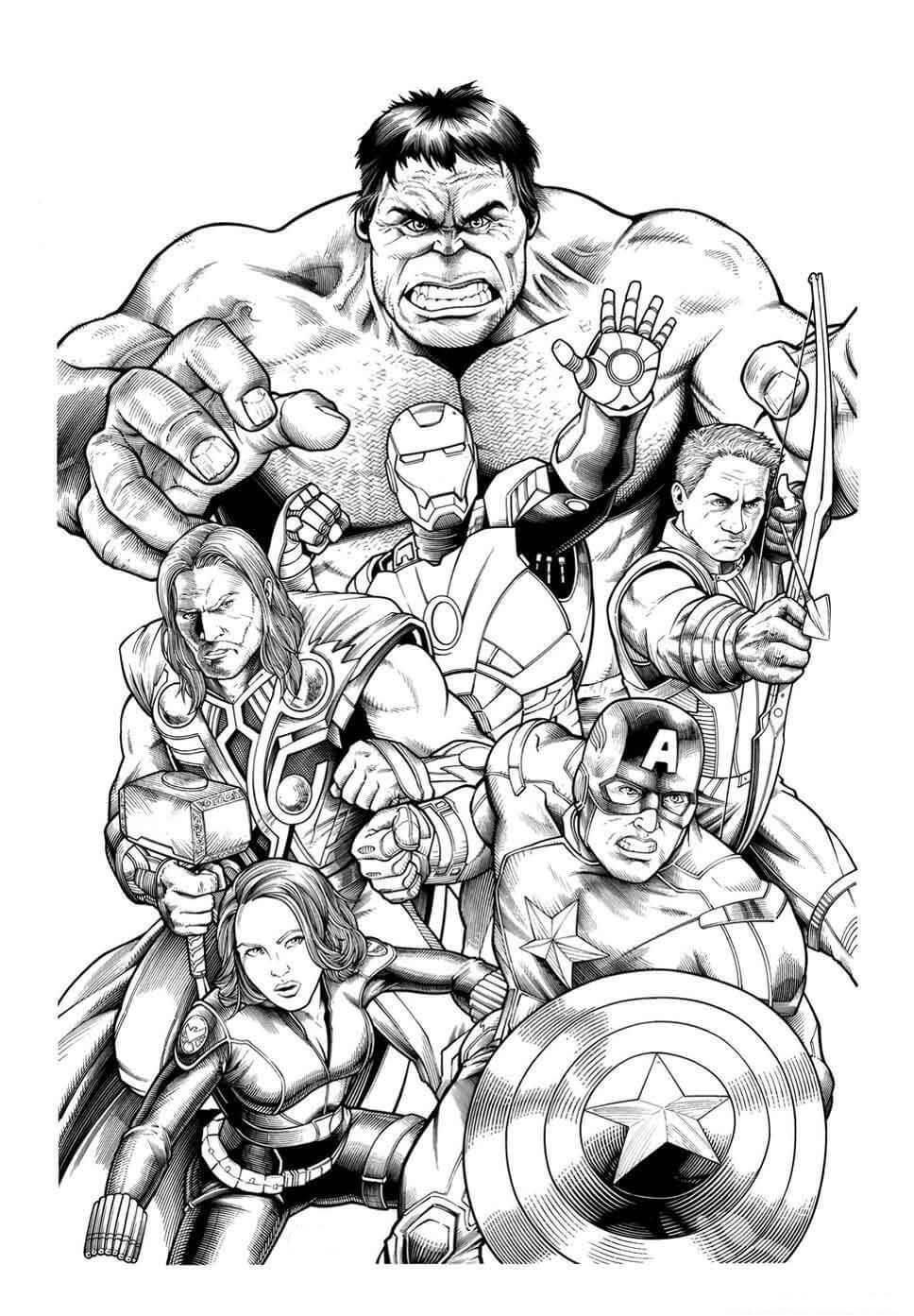 Dibujo de Hulk y los Vengadores para Colorear