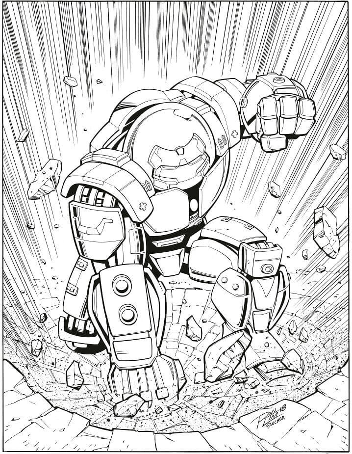 Dibujo de Ataque Hulkbuster para Colorear