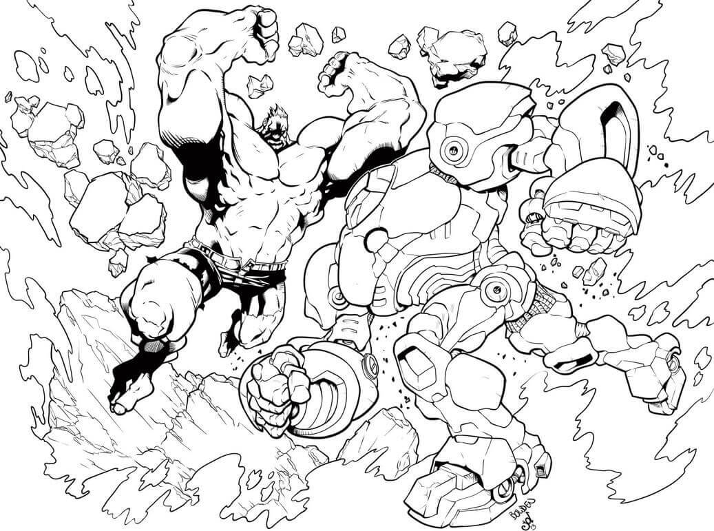 Dibujo de Hulkbuster Vs Hulk 1 para Colorear