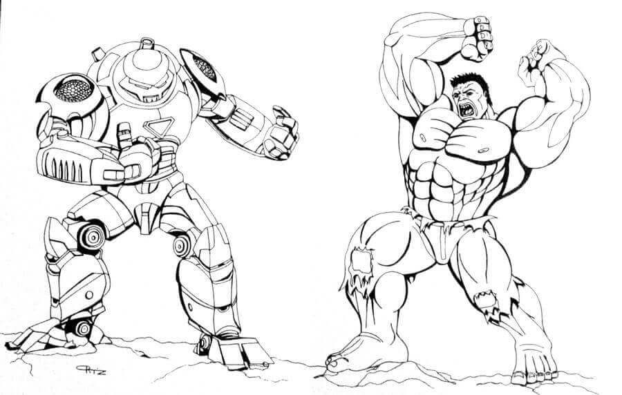 Dibujo de Hulkbuster Vs Hulk 2 para Colorear
