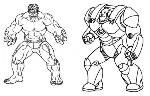 Dibujo de Hulkbuster y Hulk para Colorear