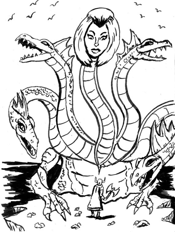 Dibujo de Hidra Espeluznante para Colorear