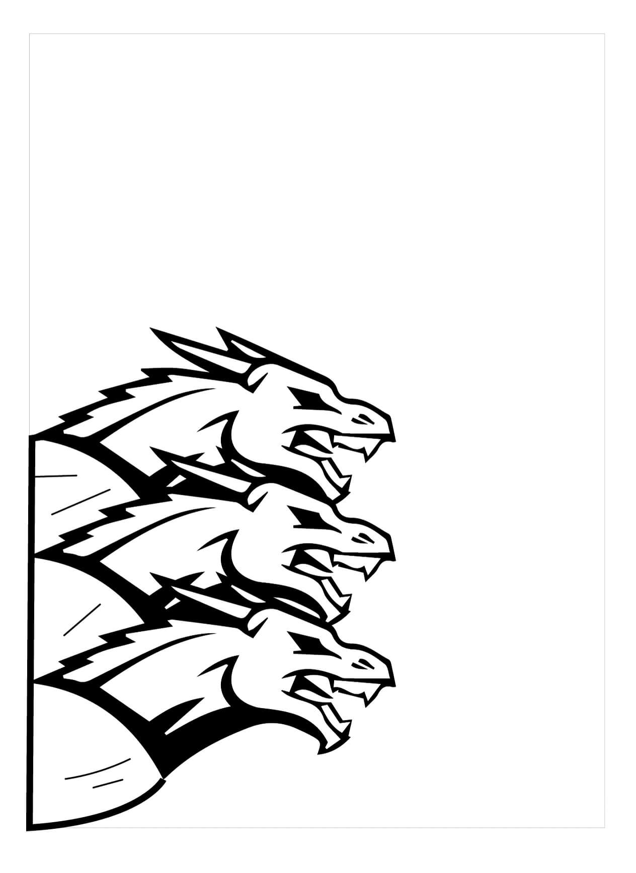 Dibujo de Tres Cabezas de Hydra para Colorear