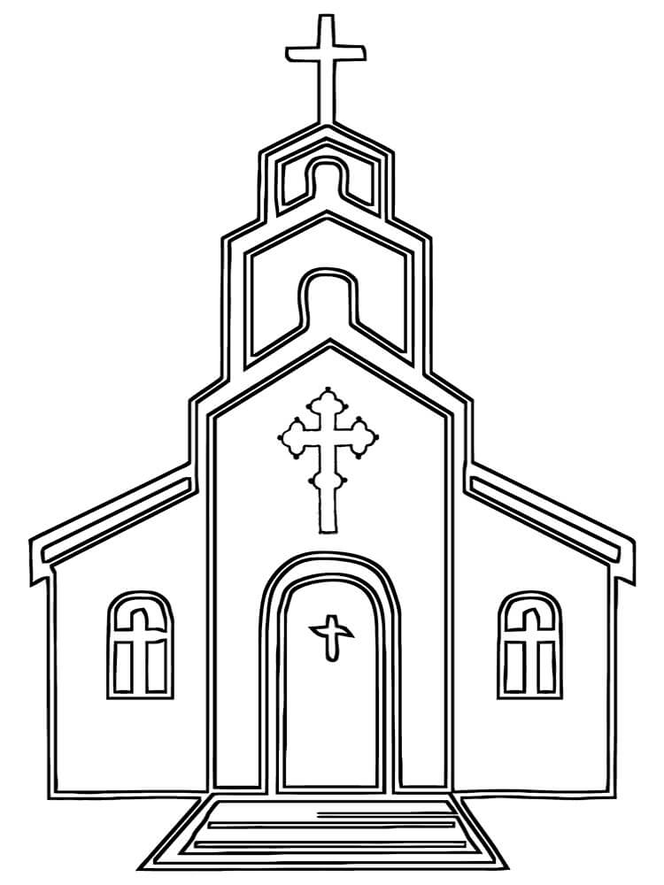 Dibujo de Bonita Iglesia para Colorear