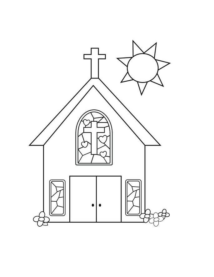 Dibujo de Familia en la Iglesia para Colorear