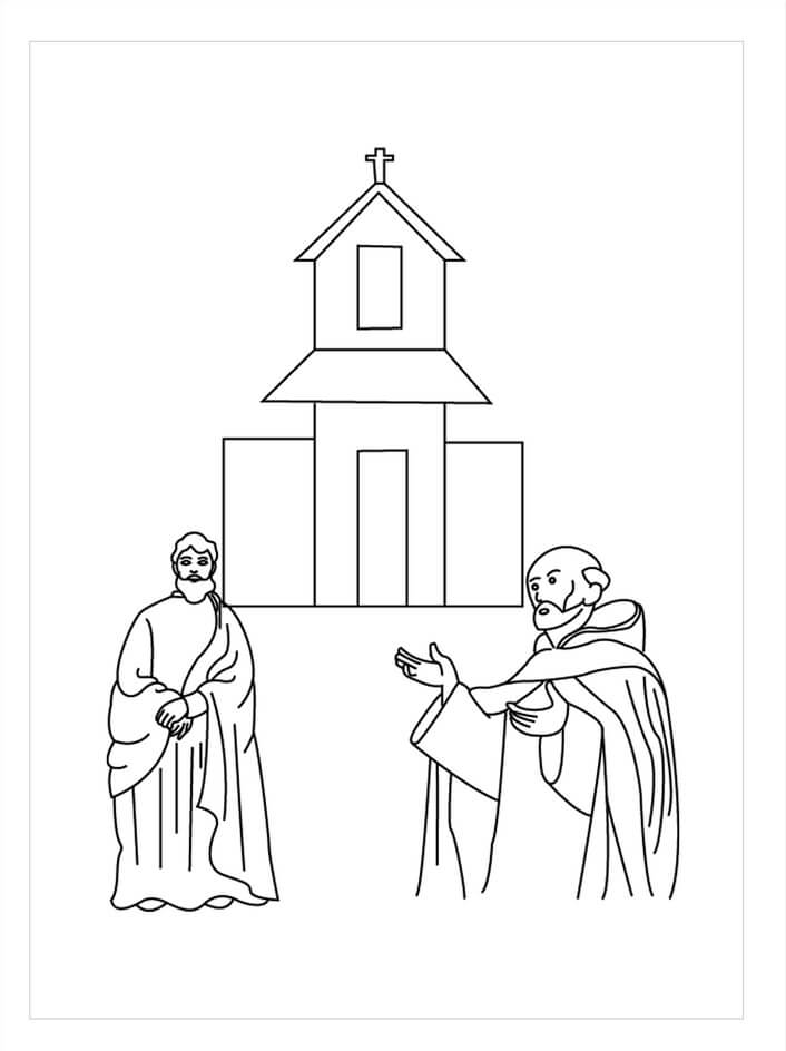 Dibujo de Gente de la Iglesia Primitiva para Colorear