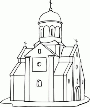 Dibujo de Iglesia Imprimible para Colorear