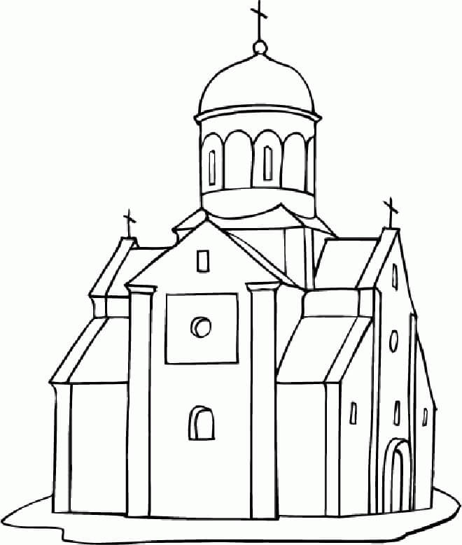 Dibujo de Iglesia Imprimible para Colorear