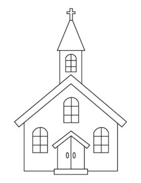 Dibujo de Iglesia Sencilla para Colorear