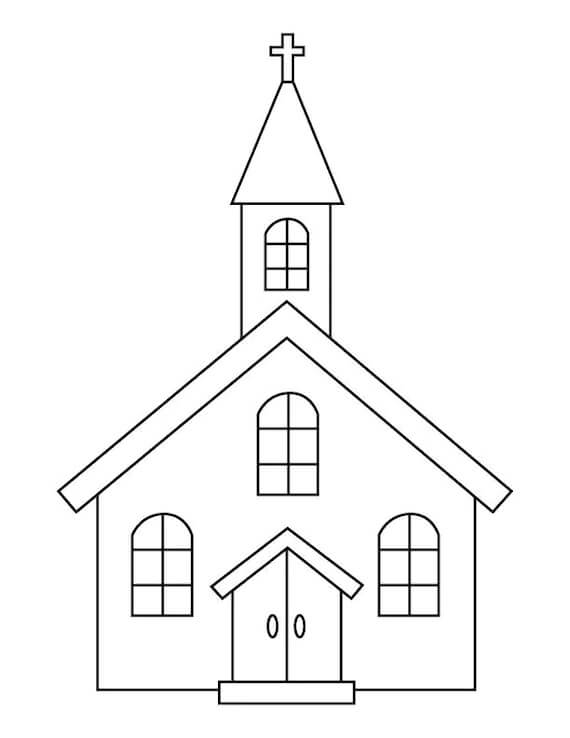 Dibujo de Iglesia Sencilla para Colorear