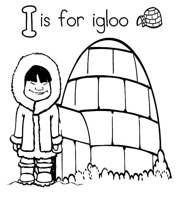 Dibujo de I Es para Igloo para Colorear