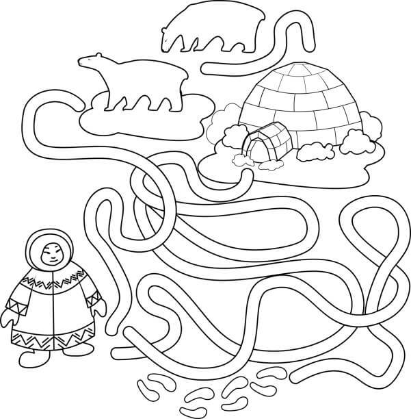 Dibujo de Mapa de Ir a Igloo para Colorear