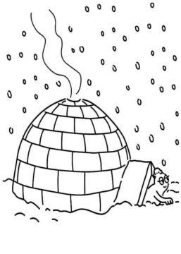 Dibujo de Refugiate Debajo de un Iglu para Colorear