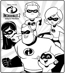 Dibujo de Personajes de los Increibles 2 para Colorear