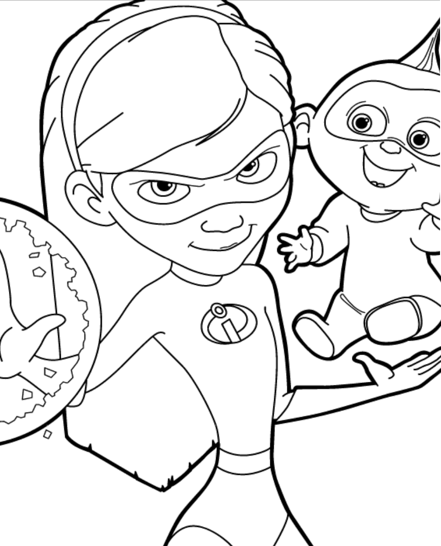 Dibujo de Violeta y Jack Jack para Colorear