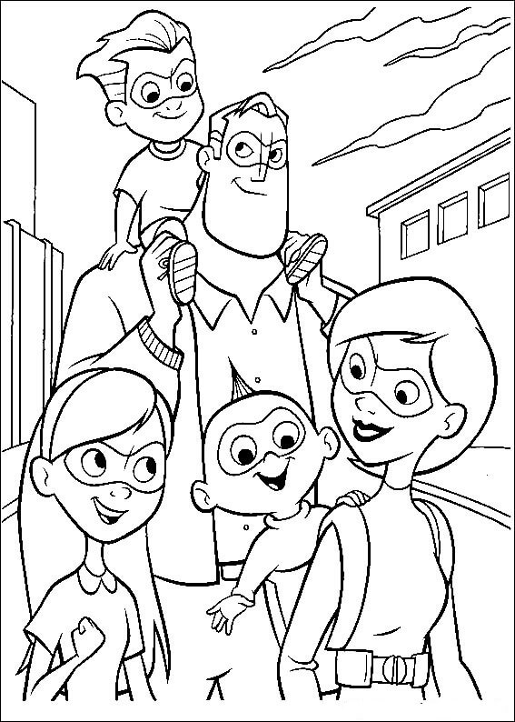 Dibujo de Héroe de la Familia Divertido para Colorear